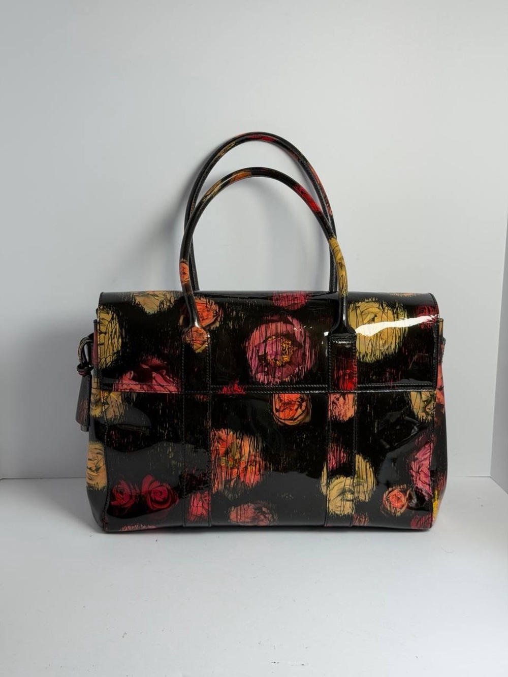 Mulberry Scribbly Floral Patent Leather Bayswater Handbag EXTREMELY RARE - Picture 8 of 16